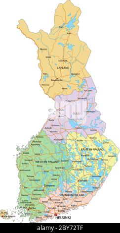 Finland - Highly detailed editable political map Stock Vector Image ...