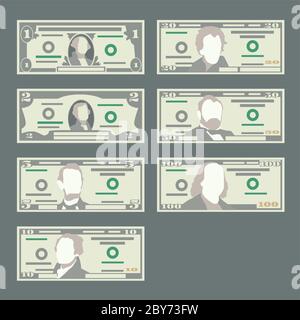 American dollar banknotes collection. Money vector illustration in flat style Stock Vector