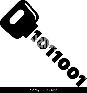 Electronic Digital Key, Cyber Safety. Flat Vector Icon illustration. Simple black symbol on white background. Electronic Digital Key, Cyber Safety sig Stock Vector