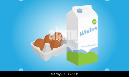 Vector Isolated Illustration of an Egg Whites Box or Carton with a Carton of Eggs Stock Vector