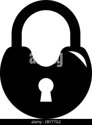 Closed Barn Padlock, Protection Lock. Flat Vector Icon illustration. Simple black symbol on white background. Closed Barn Padlock, Protection Lock sig Stock Vector