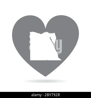 Egypt country map inside a grey love heart. National pride Stock Vector