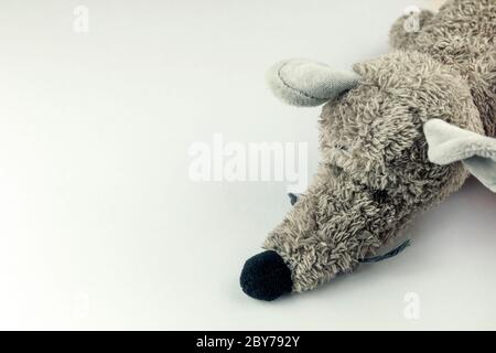 Plush rat on white. Christmas mouse. Symbol of the new 2020 in the Chinese calendar. New year concept Stock Photo