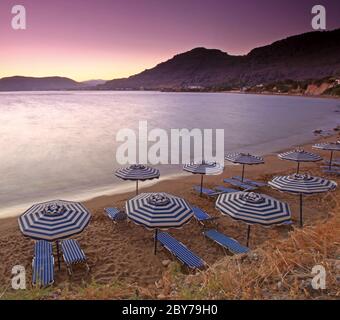 Mediterranean Sunset at Pefkos Stock Photo