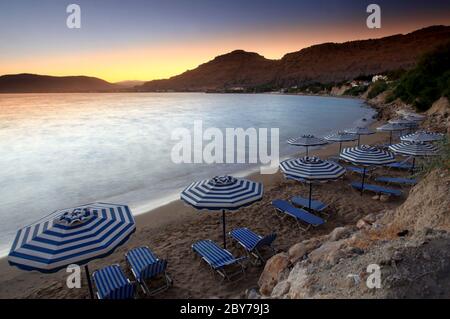 Mediterranean Sunset at Pefkos Stock Photo