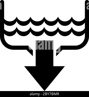 Water Drain, Bathroom Sink, Plumbing. Flat Vector Icon illustration. Simple black symbol on white background. Water Drain, Bathroom Sink, Plumbing sig Stock Vector