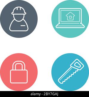 Vector Round Circle Buttons with Icons can be used as Logo or Icon Stock Vector