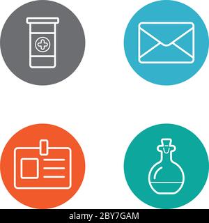 Vector Round Circle Buttons with Icons can be used as Logo or Icon Stock Vector