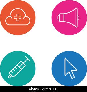 Vector Round Circle Buttons with Icons can be used as Logo or Icon Stock Vector