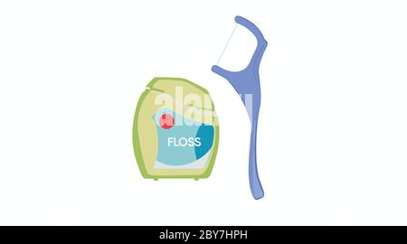Dentist tools toothpick floss and floss icon. Vector Illustration Stock Vector
