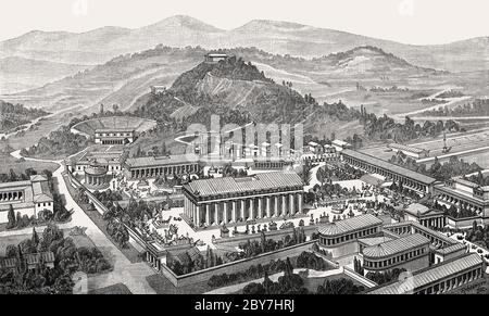 The reconstruction of Olympia in ancient Greece Stock Photo - Alamy