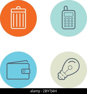 Vector Round Circle Buttons with Icons can be used as Logo or Icon Stock Vector