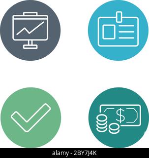 Vector Round Circle Buttons with Icons can be used as Logo or Icon Stock Vector