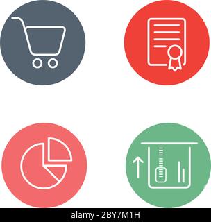 Vector Round Circle Buttons with Icons can be used as Logo or Icon Stock Vector