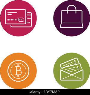 Vector Round Circle Buttons with Icons can be used as Logo or Icon Stock Vector