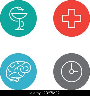 Vector Round Circle Buttons with Icons can be used as Logo or Icon Stock Vector