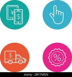 Vector Round Circle Buttons with Icons can be used as Logo or Icon Stock Vector