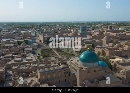 Panorama of an ancient city of Khiva, Uzbekistan Stock Photo