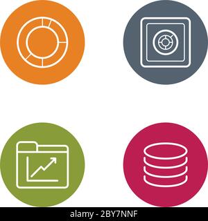 Vector Round Circle Buttons with Icons can be used as Logo or Icon Stock Vector