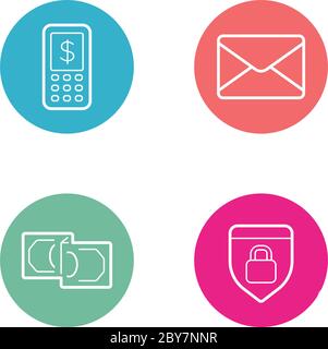 Vector Round Circle Buttons with Icons can be used as Logo or Icon Stock Vector