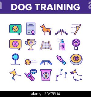 Dog Training Equipment Collection Icons Set Vector Stock Vector