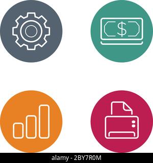Vector Round Circle Buttons with Icons can be used as Logo or Icon Stock Vector