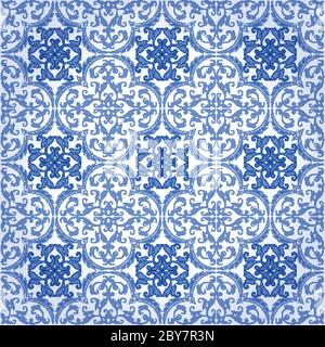 Seamless Damask Background Pattern Design and Wallpaper Made of Turkish Texture Ceramic Tiles in Vector Stock Vector