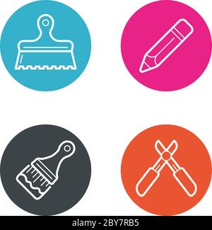 Vector Round Circle Buttons with Icons can be used as Logo or Icon Stock Vector