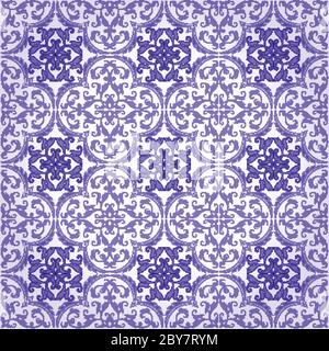 Seamless Damask Background Pattern Design and Wallpaper Made of Turkish Texture Ceramic Tiles in Vector Stock Vector