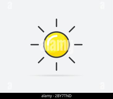 Glossy sun icon in minimal 3D style. Bright summer symbol for weather ...