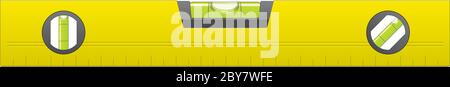 Yellow Metal Bubble Level Vector Isolated on White Background Stock Vector