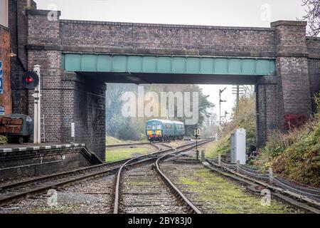 BR Metro-Cammell class 101 DMU E50266+M50203 departs Quorn and Woodhouse station on the Great Central Railway Stock Photo