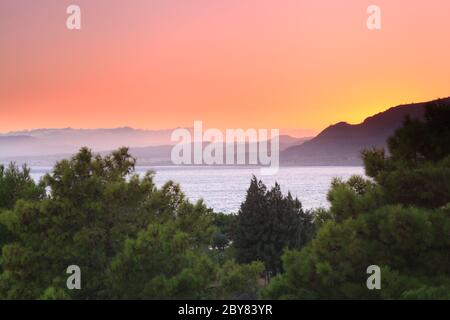 Sunset ii Pefkos Stock Photo