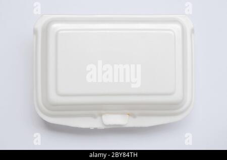 little and big foam box for packing food on white background Stock Photo
