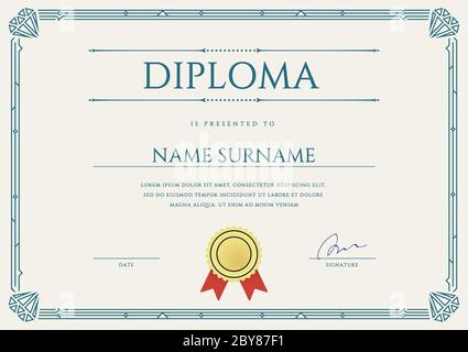 Diploma or Certificate Premium Design Template in Vector Stock Vector