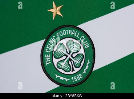 Close up of Celtic FC home jersey 2019/20 Stock Photo