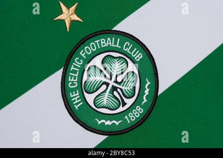 Close up of Celtic FC home jersey 2019/20 Stock Photo