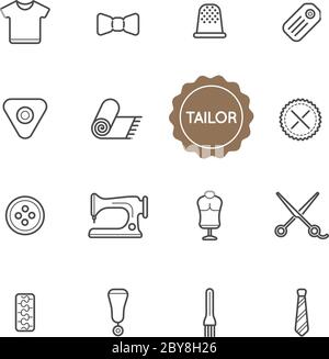 Set of Tailor Vector Illustration Elements can be used as Logo or Icon in premium quality Stock Vector