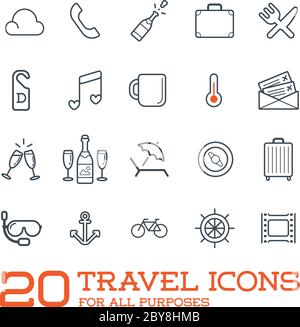 Travel Icons Vector Set, Great for All Purposes like Print Web or Mobile Apps Stock Vector