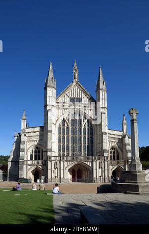 West facade of Winchester Cathedral, Winchester, Hampshire, England, United Kingdom Stock Photo