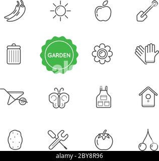 Set of Garden Vector Illustration Elements can be used as Logo or Icon in premium quality Stock Vector