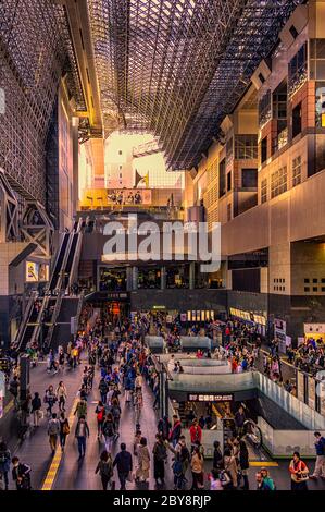 KYOTO, JAPAN - November 3, 2017: Modern architecture interior of Kyoto railway station in Kyoto, Japan Stock Photo