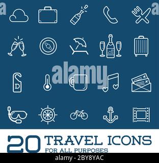 Travel Icons Vector Set, Great for All Purposes like Print Web or Mobile Apps Stock Vector