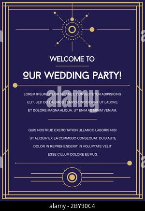 Great Space Inspired Wedding Invitation to the Party. Vector abstract planets and other galaxy stuff. Stock Vector