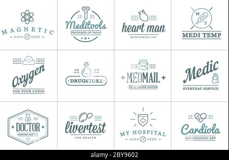 Medicine Health Vector Symbols Icons Can Be Used as Logotype Element or Icon, Illustration Ready for Print or Plotter Cut or Using as Logotype with Hi Stock Vector