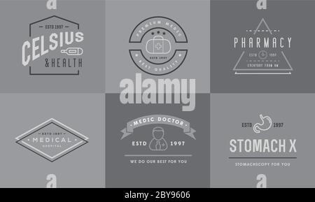 Medicine Health Vector Symbols Icons Can Be Used as Logotype Element or Icon, Illustration Ready for Print or Plotter Cut or Using as Logotype with Hi Stock Vector