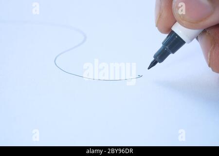 person hand writing on paper, close up  Stock Photo