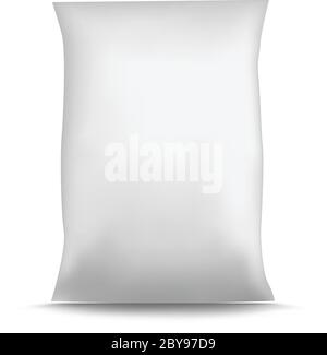 Vector Blank White Foil Food Packaging llustration Isolated Mock Up Template Package Ready For Custom Design Stock Vector