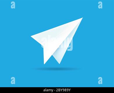 Origami Paper Airplane on Blue Background Vector Illustration can be used as Logo or Icon Stock Vector