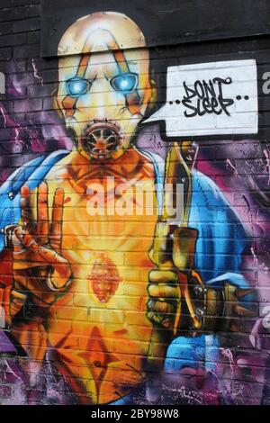 Alien Graffiti 'Don't Sleep' Stock Photo